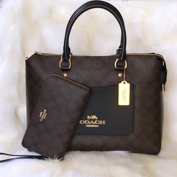 Coach Handbags - 💃Coach Emma Satchel In Signature Canvas & Wallet